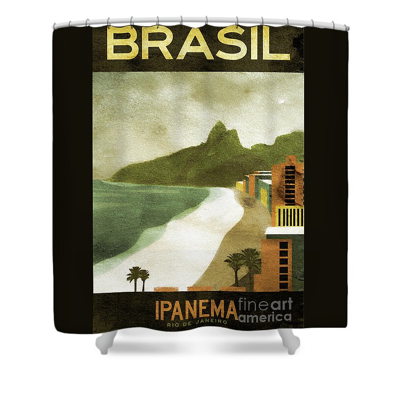 Vintage Travel Poster Shower Curtain featuring the painting Vintage Poster Brazil by Mindy Sommers