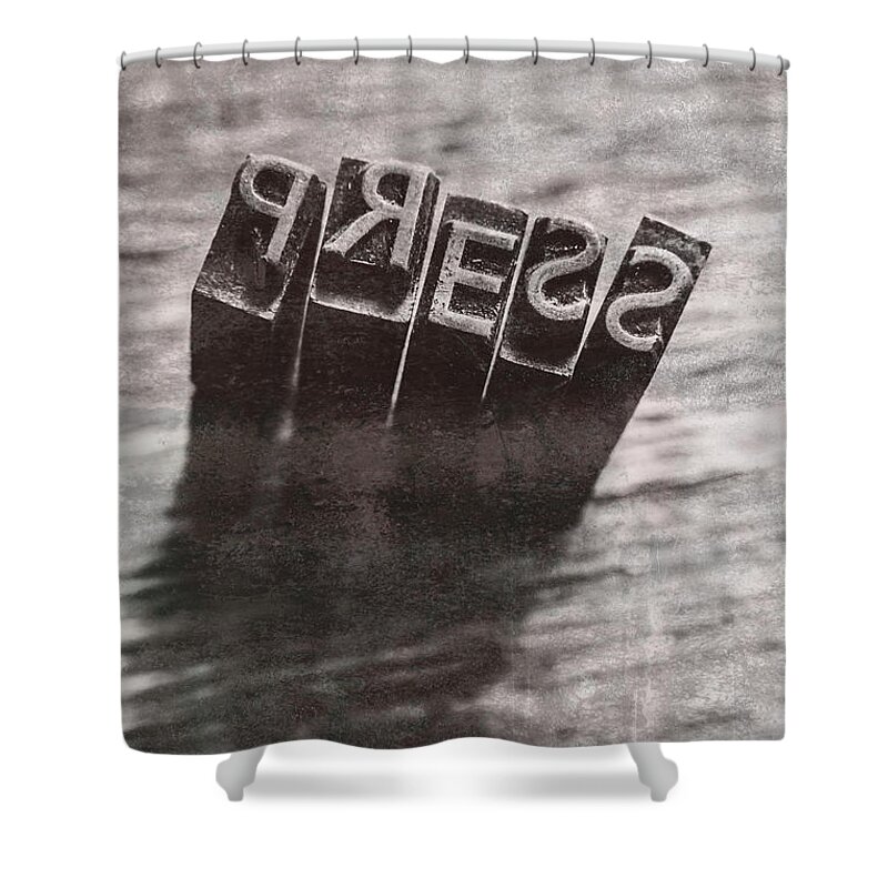 Old Shower Curtain featuring the photograph Vintage press industry blocks by Jorgo Photography