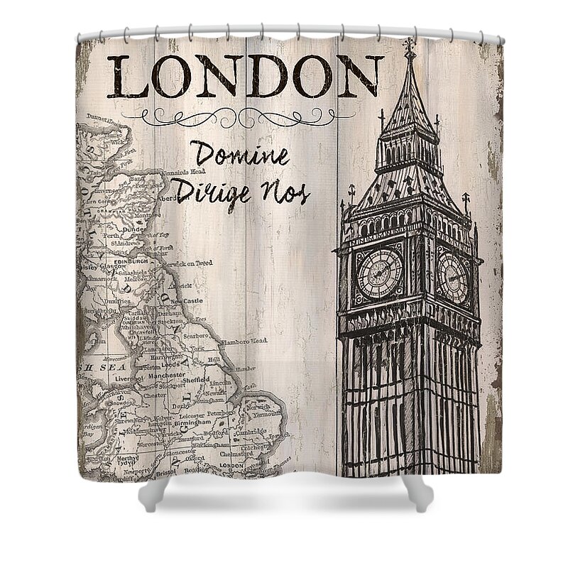 London Shower Curtain featuring the painting Vintage Travel Poster London by Debbie DeWitt