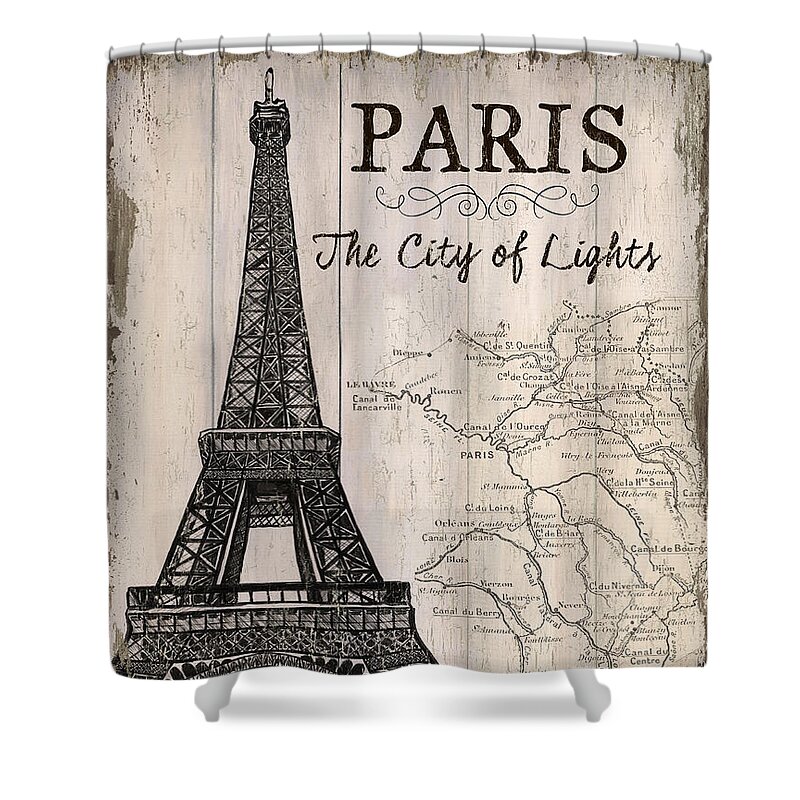 Paris Shower Curtain featuring the painting Vintage Travel Poster Paris by Debbie DeWitt