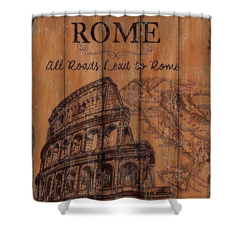 Rome Shower Curtain featuring the painting Vintage Travel Rome by Debbie DeWitt