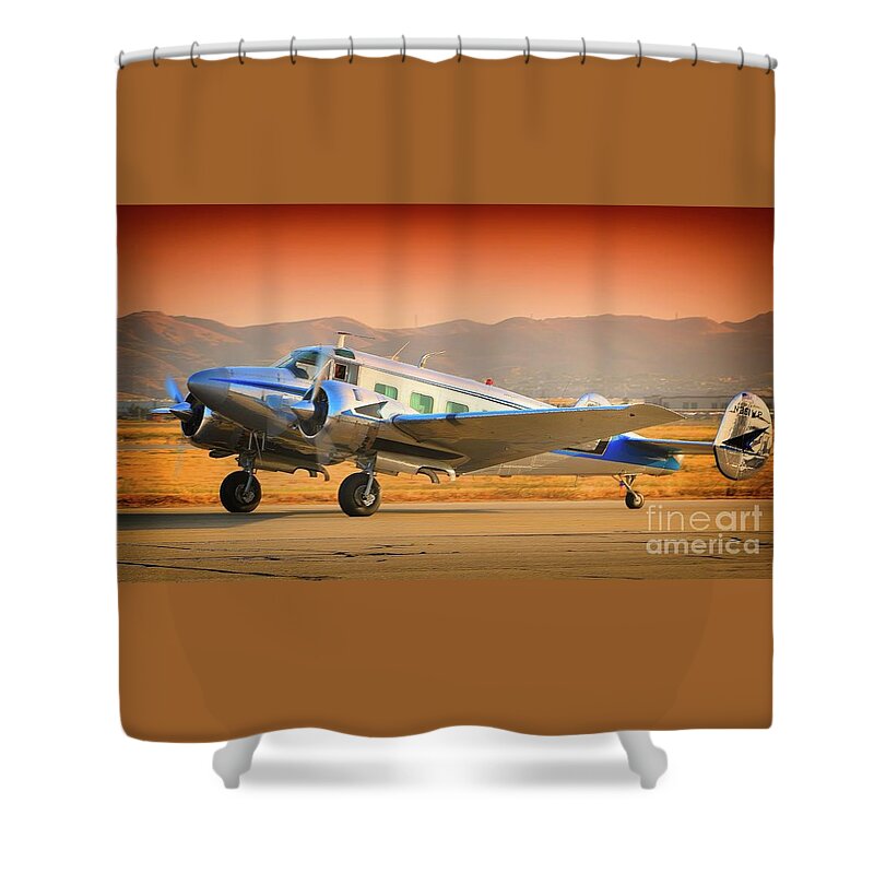 Airplane Shower Curtain featuring the photograph Vintage Twin by Gus McCrea