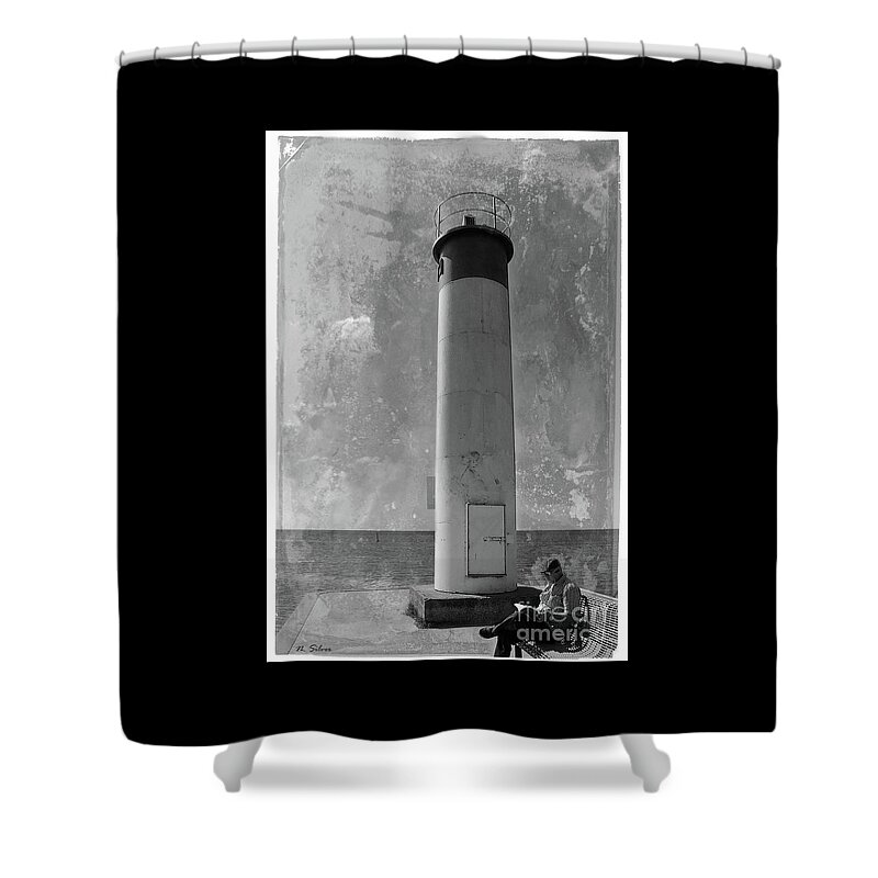 Whitby Shower Curtain featuring the photograph Vintage Whitby Lighthouse by Nina Silver