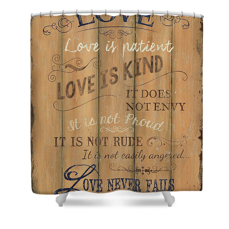 Inspirational Shower Curtain featuring the painting Vintage WTLB Love by Debbie DeWitt