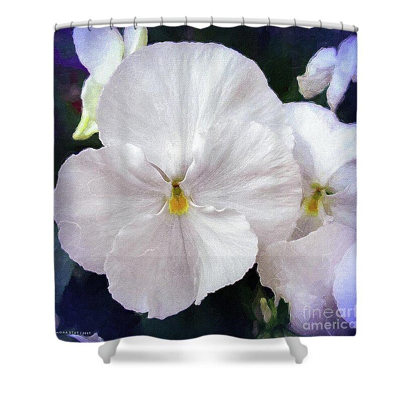 Mona Stut Shower Curtain featuring the digital art Pansy Flowers by Mona Stut