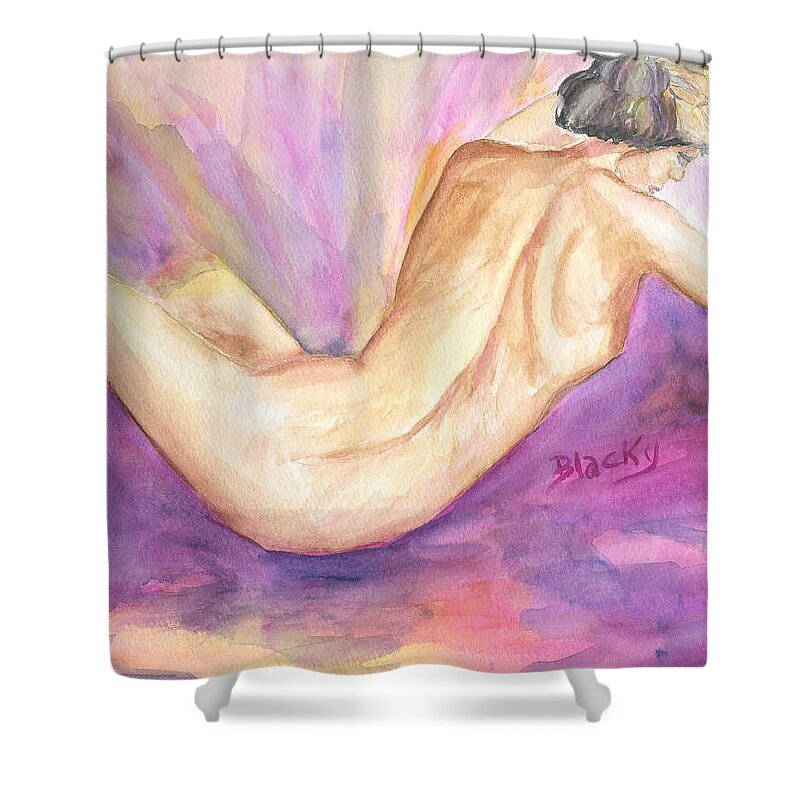 Woman Shower Curtain featuring the painting Violet by Donna Blackhall