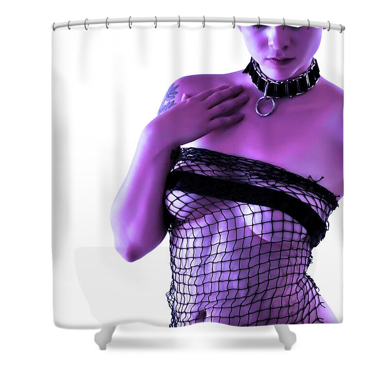Fetish Photographs Shower Curtain featuring the photograph Violet straps by Robert WK Clark