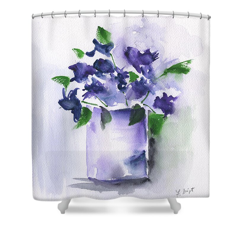 Violets Abstract 2 Shower Curtain featuring the painting Violets Abstract 2 by Frank Bright