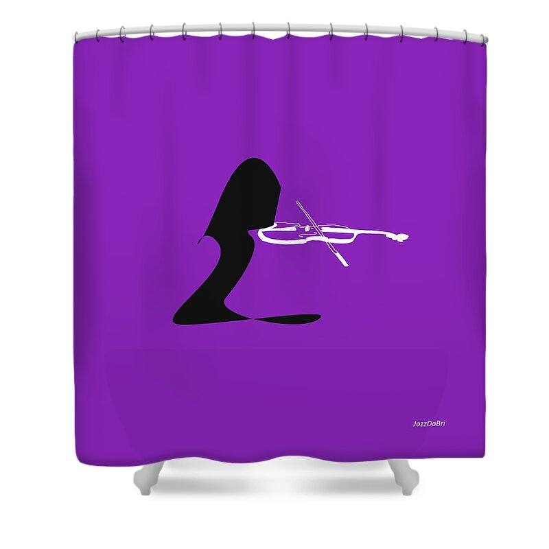 Jazzdabri Shower Curtain featuring the digital art Violin in Purple by David Bridburg