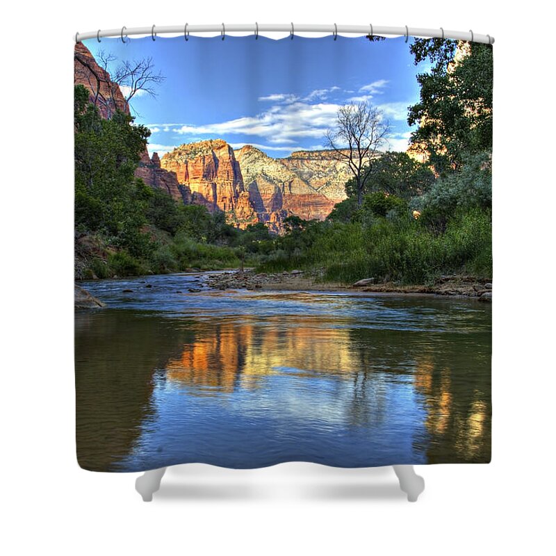 Utah Shower Curtain featuring the photograph Virgin River by Peter Kennett