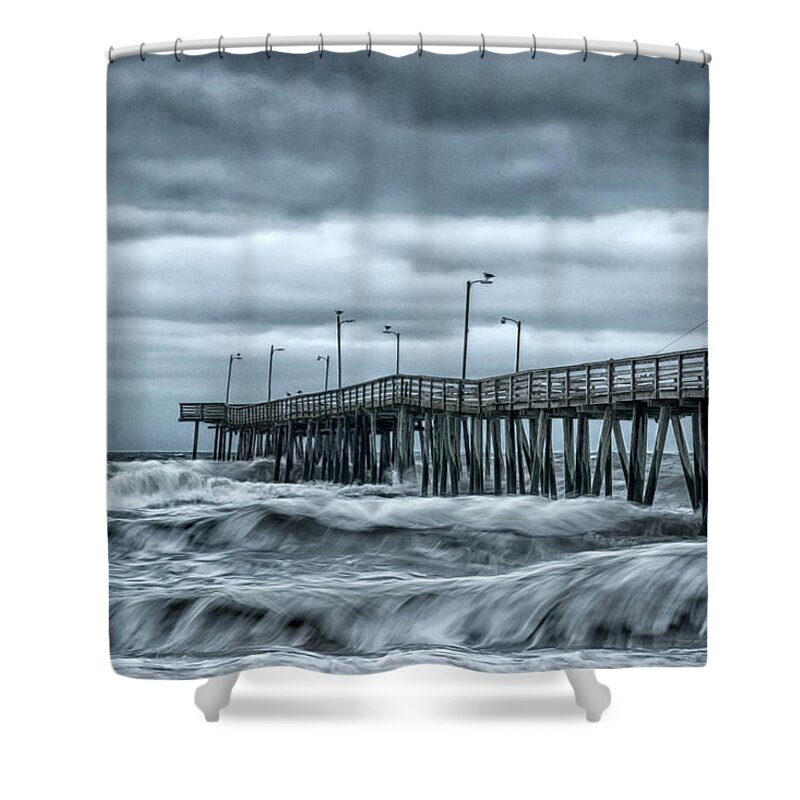 Virginia Shower Curtain featuring the photograph Virginia Beach Fishing Pier by Travis Rogers