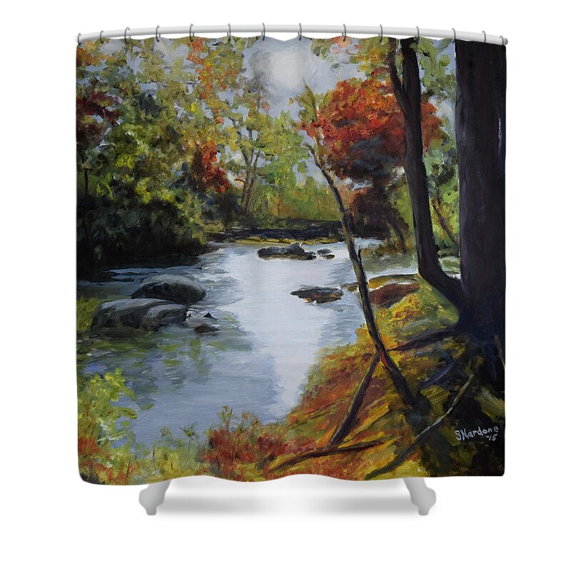 Woods Shower Curtain featuring the painting Virginia Lovely Stream by Sandra Nardone