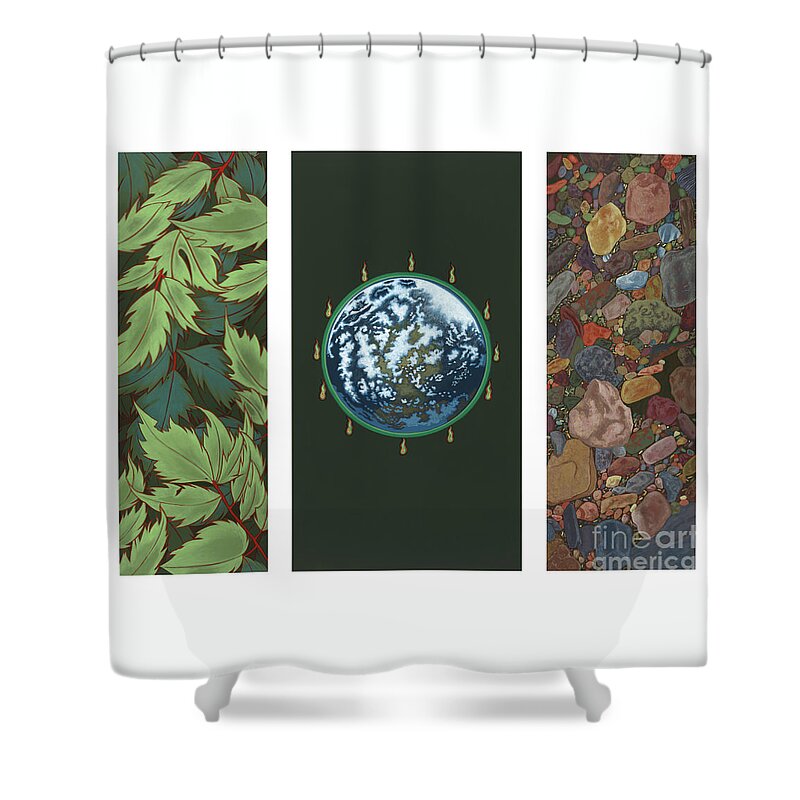 Viriditas Diptych Shower Curtain featuring the painting Viriditas Triptych by William Hart McNichols