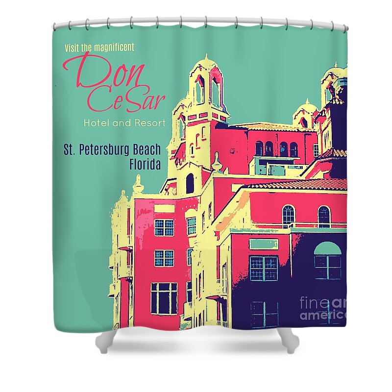 St Pete Shower Curtain featuring the digital art Visit the Don CeSar by Valerie Reeves