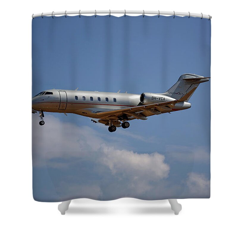 Vista Jet Shower Curtain featuring the photograph Vista Jet Bombardier Challenger 300 4 by Smart Aviation