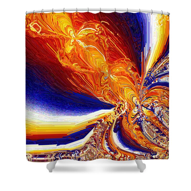 Abstract Shower Curtain featuring the digital art Volcanicity by Charmaine Zoe