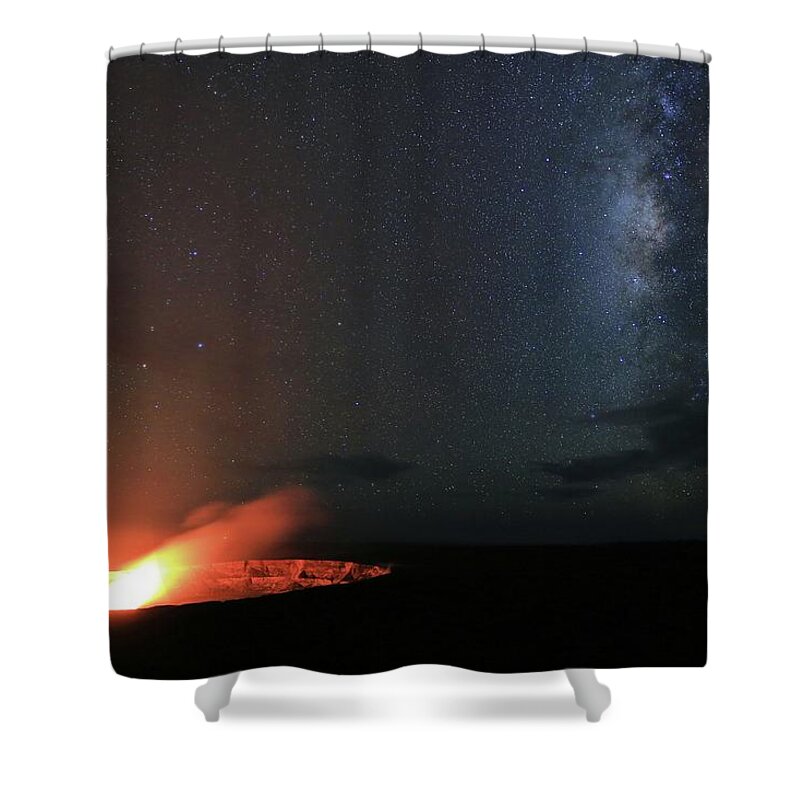 Hawaii Shower Curtain featuring the photograph Volcano Under the Milky Way by M C Hood