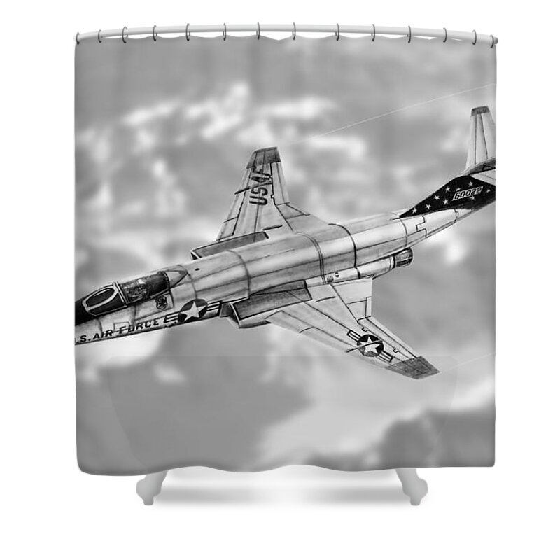 Military Shower Curtain featuring the drawing Voodoo by Douglas Castleman