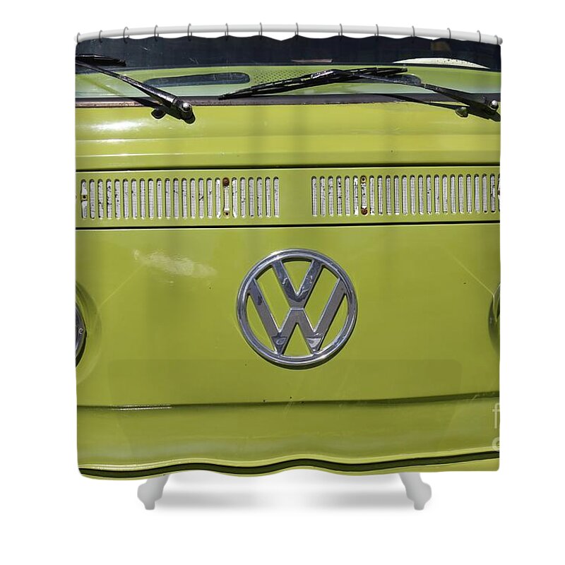 Vw Shower Curtain featuring the photograph VW Bus Vintage by Alice Terrill