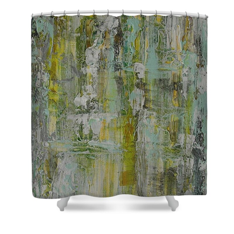 Abstract Painting Shower Curtain featuring the painting W21 - twice I by KUNST MIT HERZ Art with heart