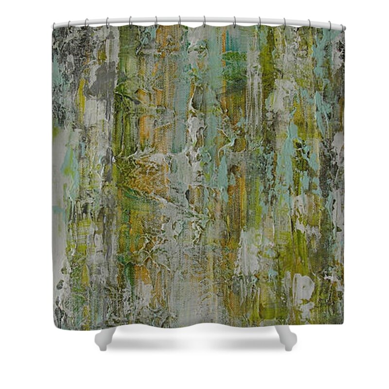 Abstract Painting Shower Curtain featuring the painting W22 - twice II by KUNST MIT HERZ Art with heart