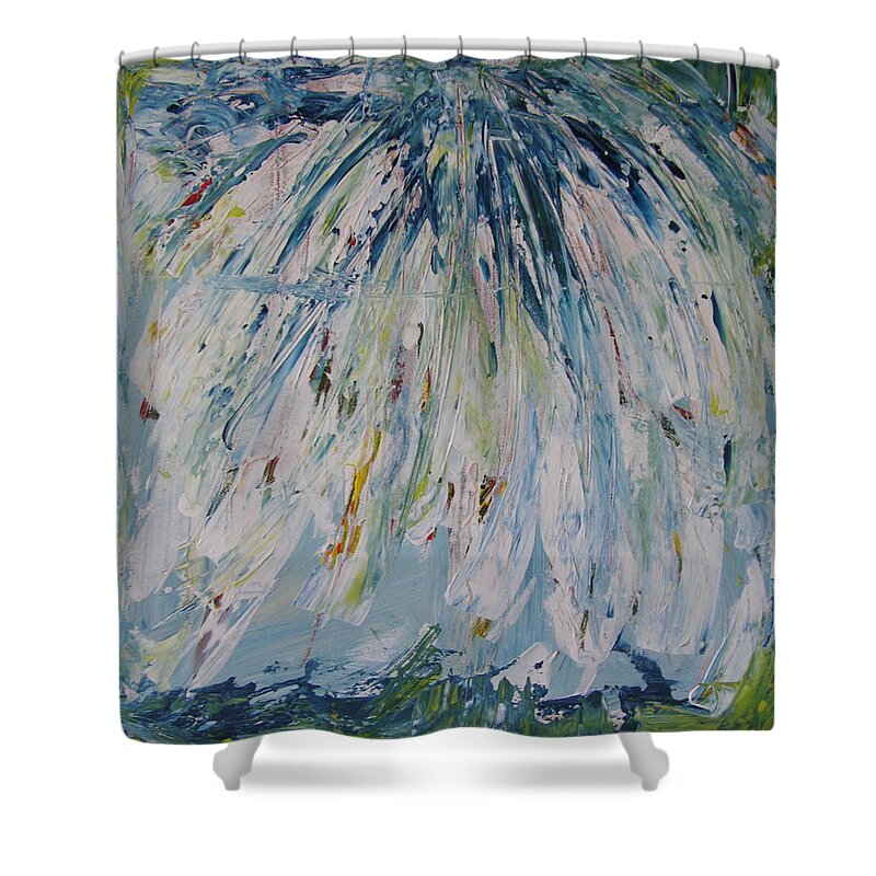 Abstract Painting Shower Curtain featuring the painting W24 - foru II by KUNST MIT HERZ Art with heart