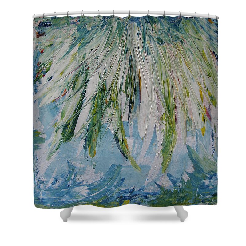 Abstract Painting Shower Curtain featuring the painting W25 - foru I by KUNST MIT HERZ Art with heart