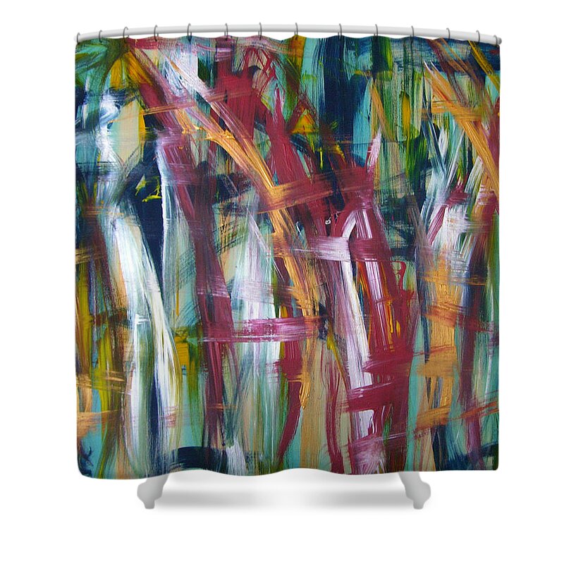 Abstract Artwork Shower Curtain featuring the painting W34 - luvu by KUNST MIT HERZ Art with heart