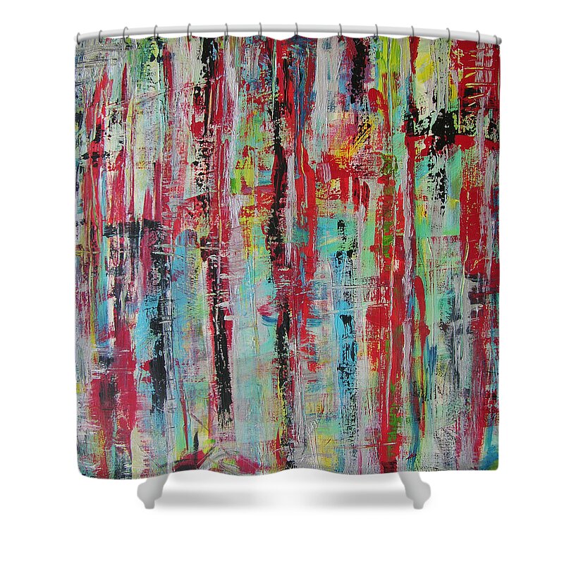 Abstract Painting Shower Curtain featuring the painting W41 - missu IV by KUNST MIT HERZ Art with heart