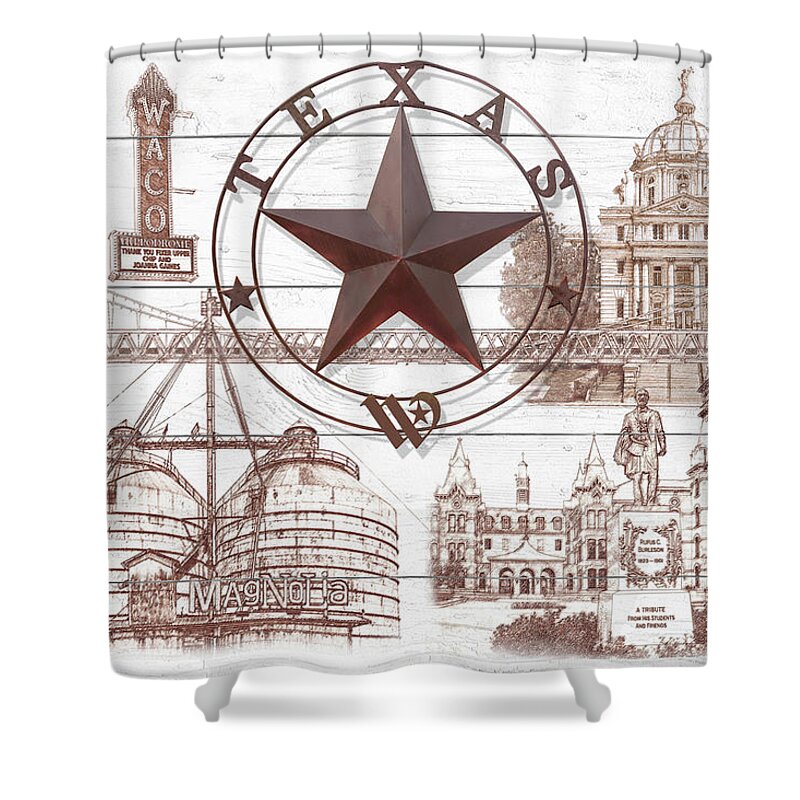 Waco Texas Artwork By Doug Kreuger Shower Curtain featuring the digital art Waco Texas by Doug Kreuger