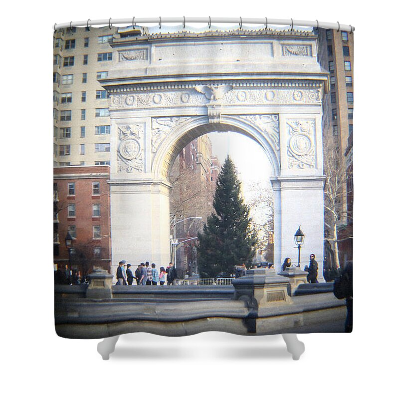 New York City Manhattan Queens Bronx Brooklyn Long Island Big Apple Washington Square Park City Old New York University Nyu Nyc Central Park Hippie 1960's Winter Fall Spring Summer Fountain Big City Cities Vintage Limelight-images.com Shower Curtain featuring the photograph Washington Square by Jimmy Taaffe