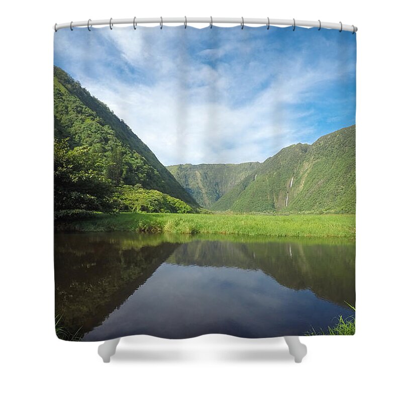 Landscape Shower Curtain featuring the photograph Waimanu Valley by Brian Governale