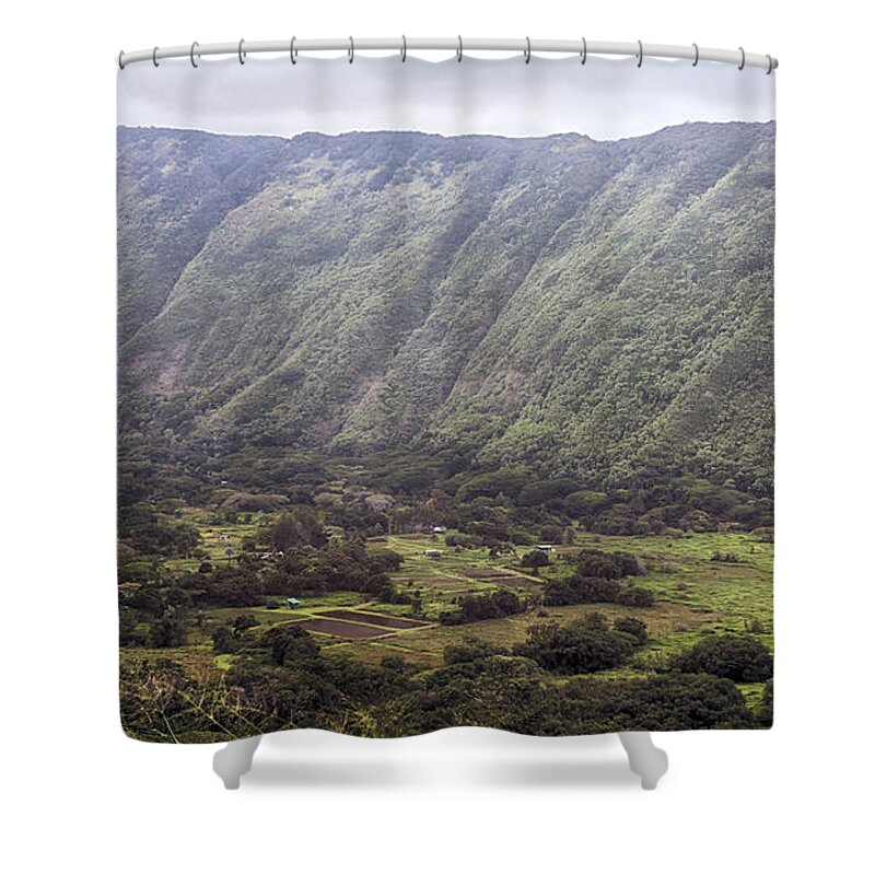 Waipio Valley Shower Curtain featuring the photograph Waipio Valley Farms by Susan Rissi Tregoning