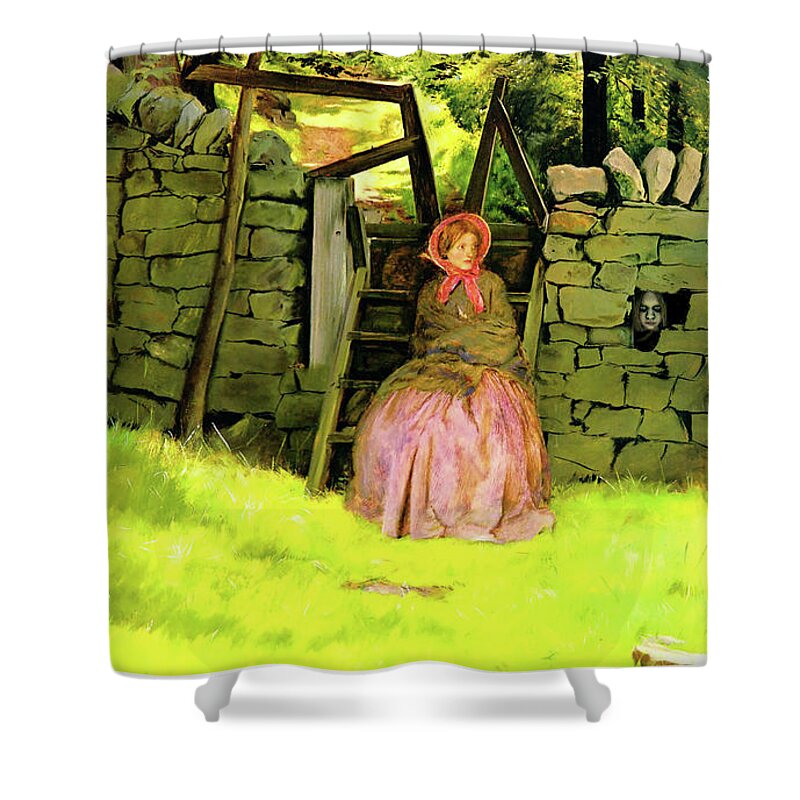 Altered Art Shower Curtain featuring the digital art Waiting 1854 by John Saunders