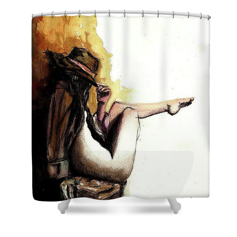 Acrylic Painting Shower Curtain featuring the painting Waiting by Carlos Paredes Grogan