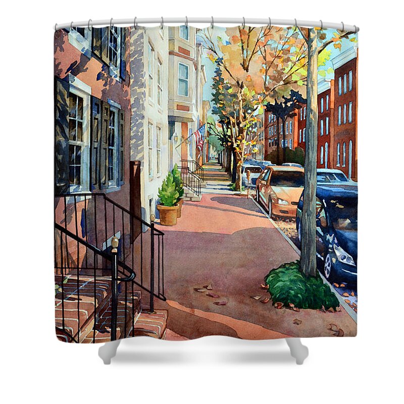 Nature Shower Curtain featuring the painting Waiting for Columbus by Mick Williams