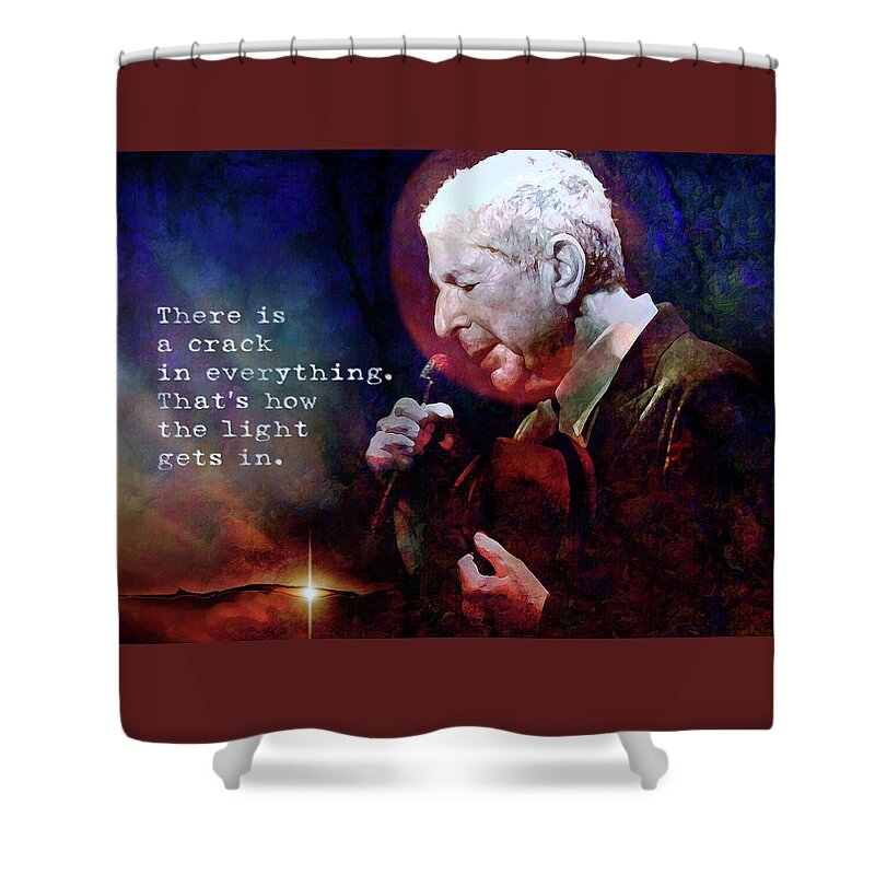 Leonard Cohen Shower Curtain featuring the digital art Waiting For The Miracle To Come by Mal Bray