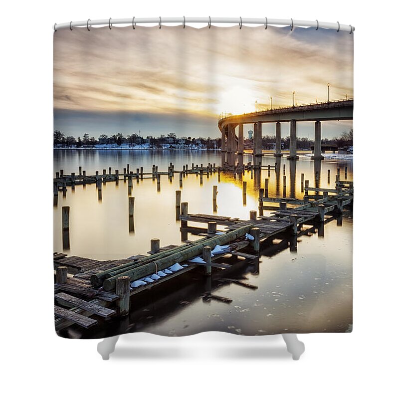 Sunset Shower Curtain featuring the photograph Waiting For The Set by Edward Kreis