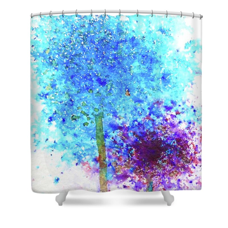  Shower Curtain featuring the painting Waiting In Line by Barrie Stark