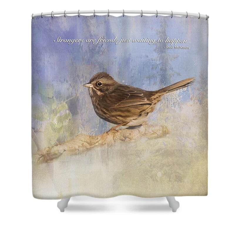 Waiting To Happen Shower Curtain featuring the painting Waiting To Happen - Bird Art by Jordan Blackstone