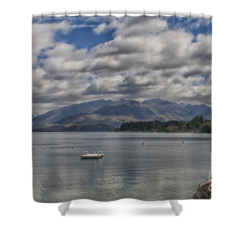 Background Shower Curtain featuring the photograph Wakatipu lake in New Zealand by Patricia Hofmeester