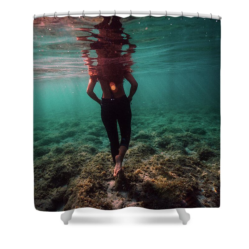 Swim Shower Curtain featuring the photograph Walk Away by Gemma Silvestre