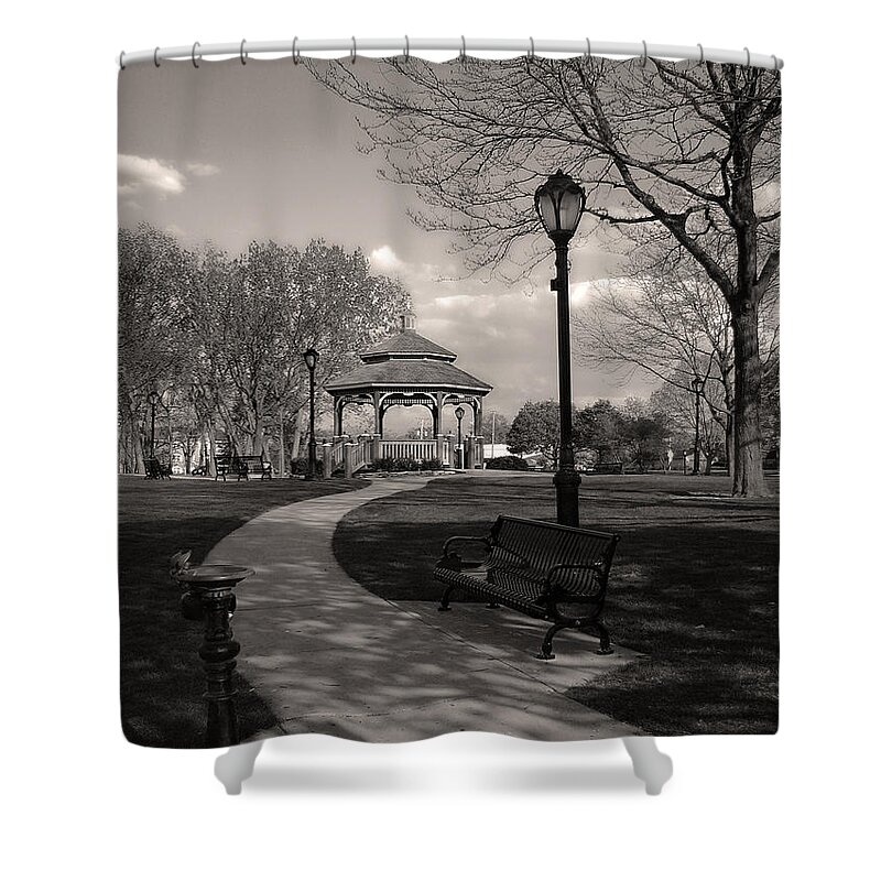 Gazebo Shower Curtain featuring the photograph Walk In The Park by Joanne Coyle