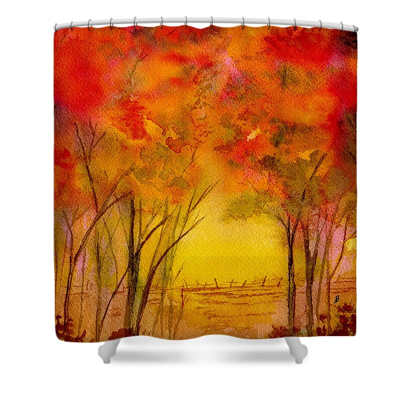 Watercolor Shower Curtain featuring the painting Walk With Me by Brenda Owen