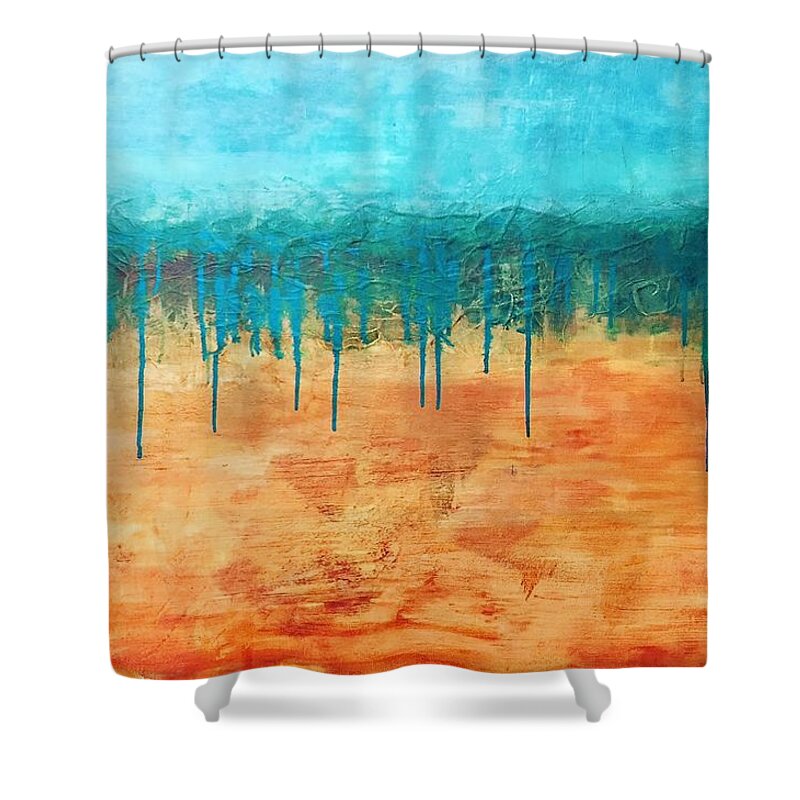 Art Shower Curtain featuring the painting Walk with me by Monica Martin