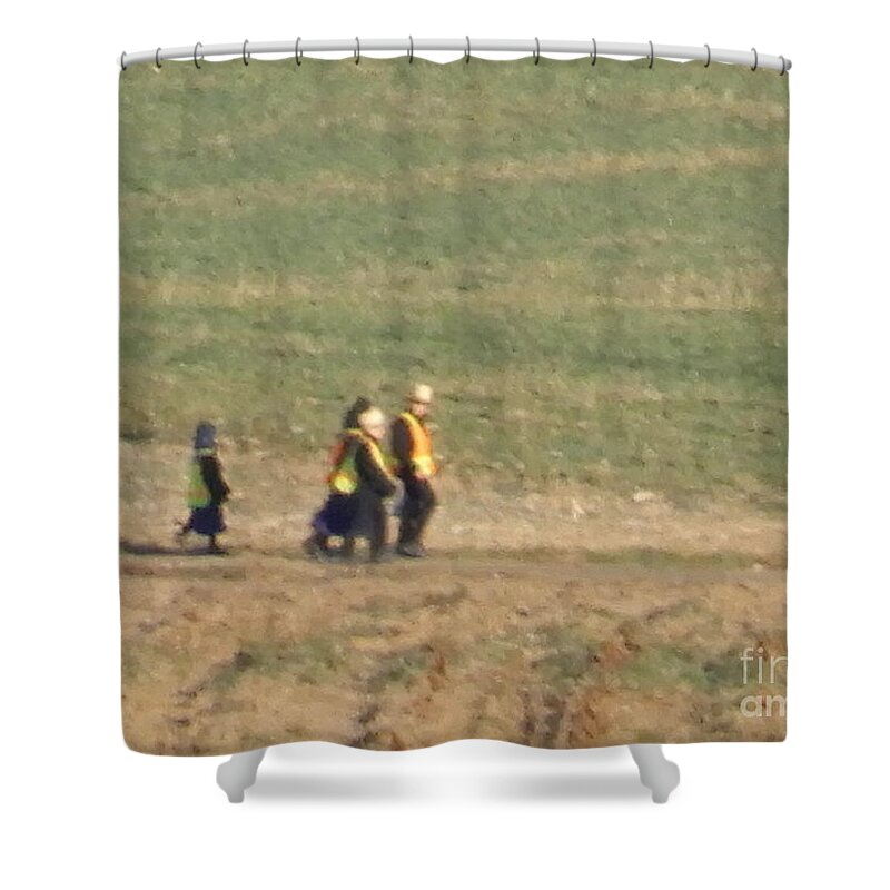 Amish Shower Curtain featuring the photograph Walking Home by Christine Clark