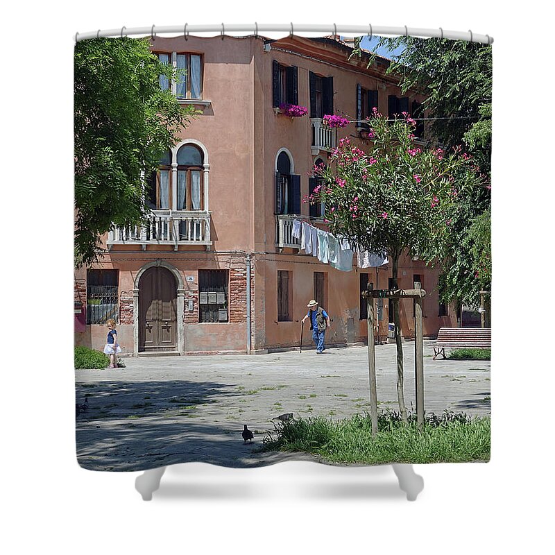 Murano Shower Curtain featuring the photograph Walking In A Quiet Neighborhood On Murano by Rick Rosenshein