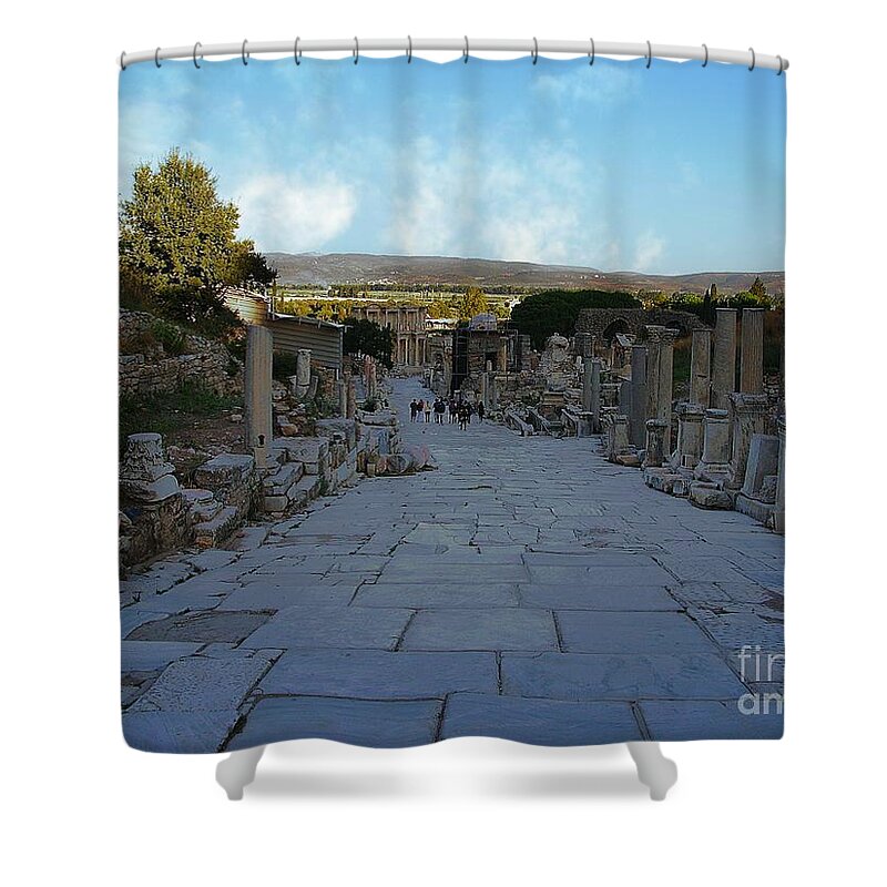 Ephesus Shower Curtain featuring the photograph Walking in Ephesus by Don Kenworthy