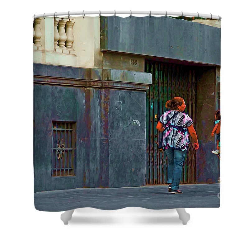 Walking Shower Curtain featuring the photograph Walking in Lima, Peru by Mary Machare