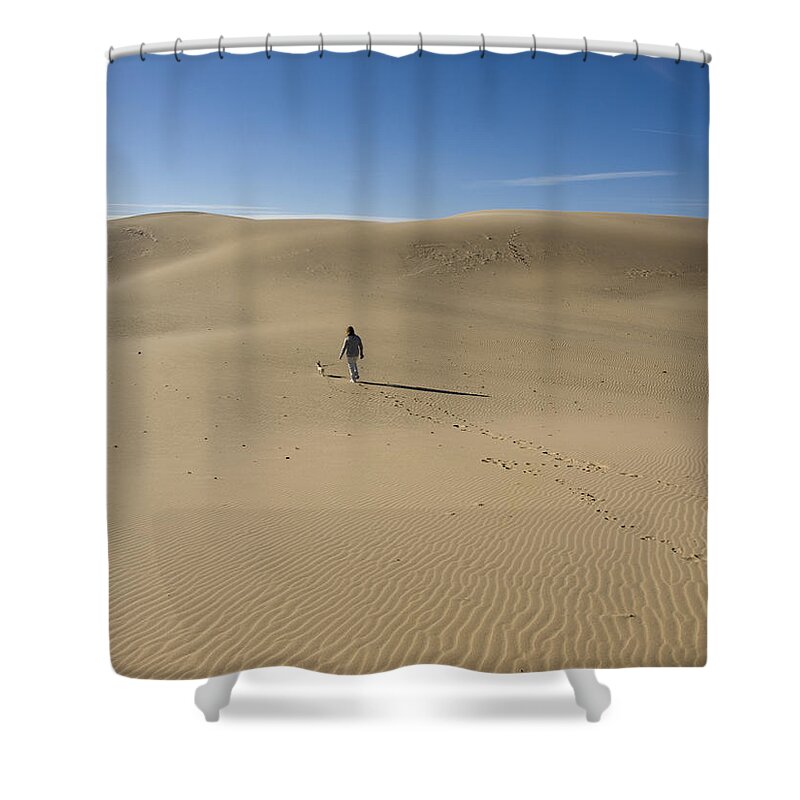 Walking Shower Curtain featuring the photograph Walking on the Sand by Tara Lynn